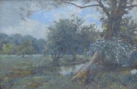 GEORGE RANSOM RA (1843-1935) British, 'Woodland Scene with Cattle Grazing in the Background',