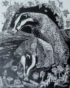 HALL, PAULINE (1917-2007) British (AR), Badgers, wood engraving, signed and numbered 54/75,