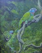 HOLMES, PETER R (20th century), 'Blue-headed Parrots', watercolour, signed, framed and glazed.