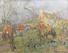 A set of four fox hunting prints, framed and glazed. Each 27 x 22 cm overall.