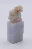 A jade dog-of fo seal. 5.25 cm high.