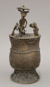 A Benin bronze lidded vase. 29 cm high.