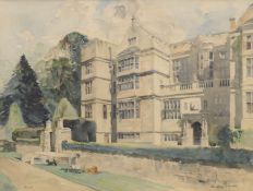 'Fountains Hall', watercolour, indistinctly signed Horace Rauke, framed and glazed,