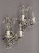 A pair of beaded glass wall lights. Each 30 cm high.