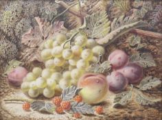 OLIVER CLARE, 'Still Life of Fruit', oil on board, signed, framed. Image 29.5 x 22 cm.