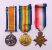Three WWI war medals to include: a Victory medal, a 1914-1918 George V medal and a 1914-15 Star,