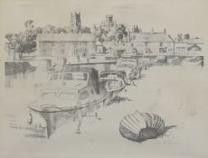RICHARD SELL, 'Ely from the River', lithograph, signed and dated 1972 in pencil, framed and glazed.