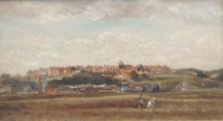 A SALTON (19th century school), 'Townscape', oil on board, signed, framed and glazed. Image 28.
