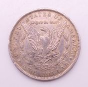 An 1889 USA Morgan dollar coin, Philadelphia mint.
