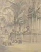 JAMES H MORTON, an architectural pencil drawing signed and dated 1915, framed and glazed. Image 41.