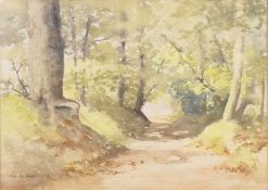 MOLLIE SANDERSON, 'A Path Through the Woods', watercolour, signed, framed and glazed. Image 36.