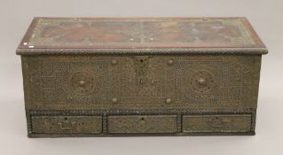 A 19th century Zanzibar chest. 135 cm long.