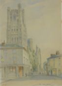 WILLIAM SIDNEY CAUSER (1876-1958), 'Ely Cathedral and Minster Place', watercolour, signed.