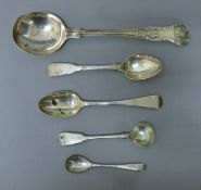 Two silver spoons and two silver-plated spoons. The largest 20 cm long. 43.4 grammes of silver.