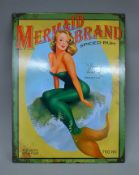 A tin 'Mermaid Brand Spiced Rum' sign. 30 x 40 cm.
