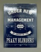 A tin 'Peaky Blinders' sign. 30 x 40 cm.
