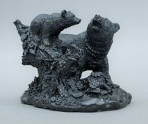 A bronze model of a bear and a cub. 13 cm long.