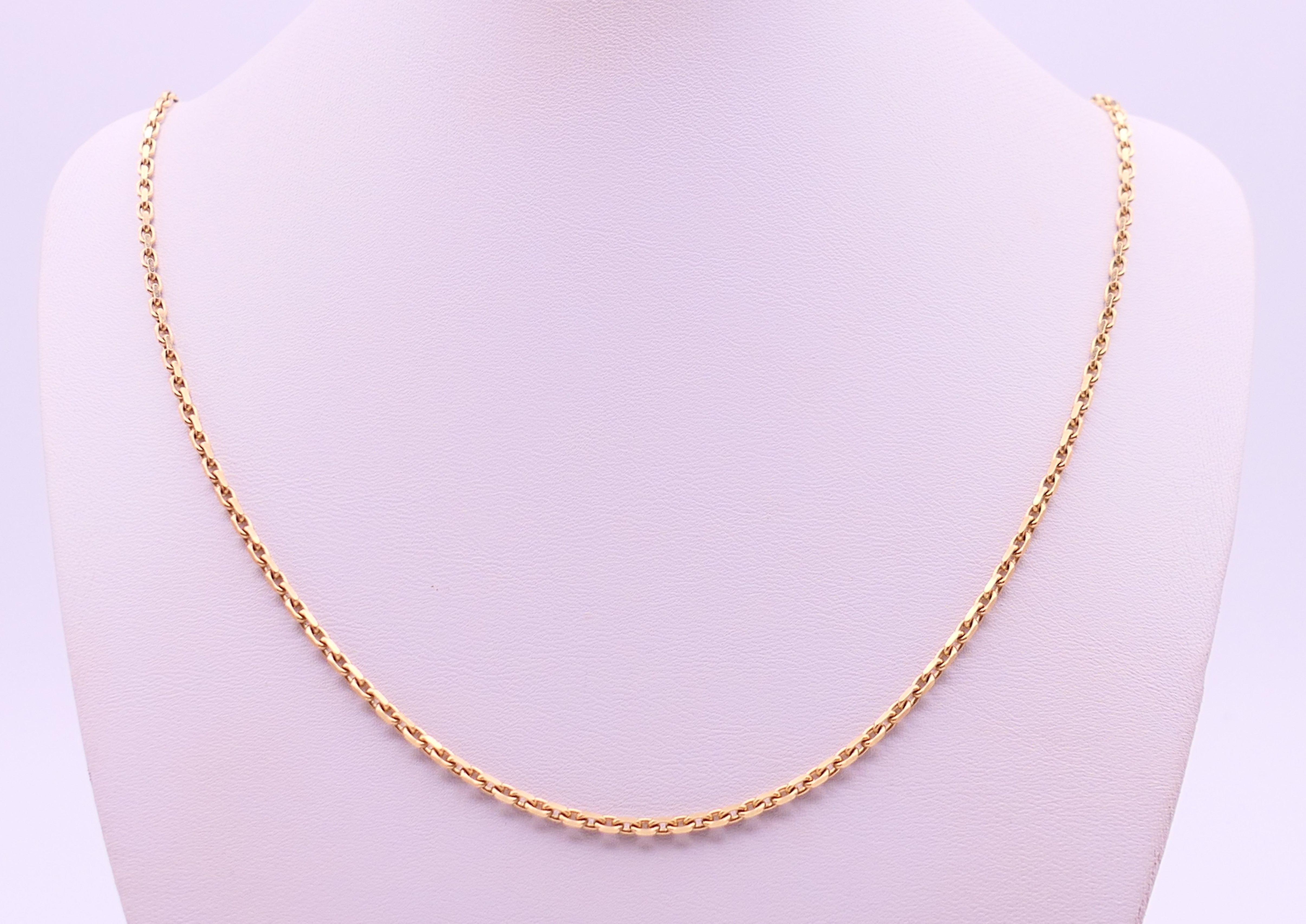 An 9 ct gold necklace. 55 cm long. 11.4 grammes.