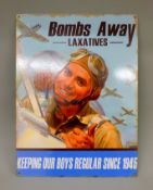A tin 'Bombs Away' sign. 30 x 40 cm.