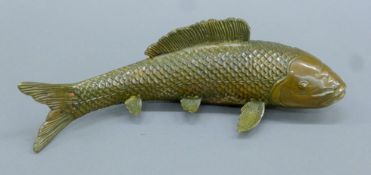 A bronze model of a fish. 29 cm long.