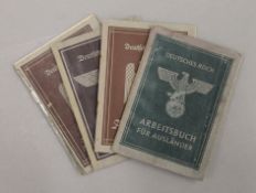 Four 1940's German Works Passes. 10.5 x 14.5 cm.