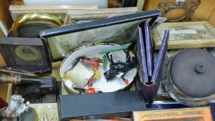 A quantity of miscellaneous items, including toys, picture frames, marbles, buttons,