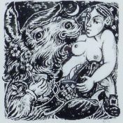 MICHAEL EDWARD, 'Bottom', ink, signed with monogram and dated '06, framed and glazed. 21 x 21 cm.