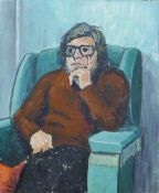 'Seated Man', oil on board. 61 x 50.5 cm.