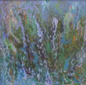 EMILY HAYSOM, 'Wisteria', acrylic on board, framed. 75 x 75 cm.
