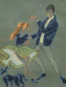 'The Rock 'n' Rollers', 1950's French pastel, framed and glazed. 22 x 17 cm.