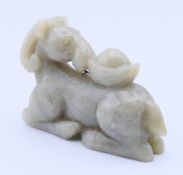 A jade ram. 5.5 cm high.