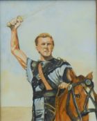 CARL EDWARDS, three watercolour portraits including 'Kirk Douglas', each framed and glazed. Each 26.