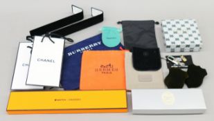 A collection of vacant jewellery bags and boxes to include: Chanel, Hermes, Tiffany, Gucci, etc.