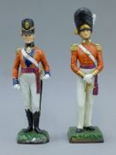 Two Sitzendorf porcelain soldiers: an officer of the Grenadier Guards and an officer Field Order of