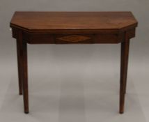 A 19th century mahogany card table. 91.5 cm wide.