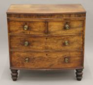 A 19th century mahogany bow front chest of drawers. 92 cm wide x 89 cm high.