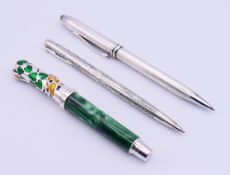 A silver mounted Lalex 1938 snake ballpoint pen,