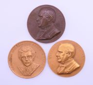 Three bronze medallions, two for United States President William McKinley,