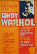 A U S A Speakers Committee, University of Denver, Andy Warhol poster, print, framed and glazed.