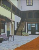 GASKELL, F, Courtyard Interior, oil on board, signed and dated 1960, framed. Image 48 X 38 cm.