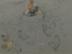 AUSTEN, WINIFRED (1876-1964) British (AR), Chicken Studies, pencil and watercolour, signed, framed.