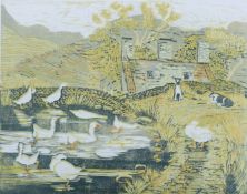HALL, PAULINE (1917-2007) British (AR), Duck Pond, etching, unframed. 20 x 25 cm.