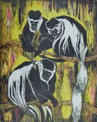 HALL, PAULINE (1917-2007) British (AR), Black-and-White Colobus Monkeys, artist's proof, etching,