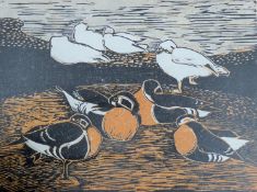 HALL, PAULINE (1917-2007) British (AR), Red Breasted and Snow Geese, artist's proof, etching,