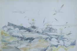 BUSBY RSA RSW SWLA, JOHN (1928-2015) British (AR), Bass Rock, watercolour and pencil,