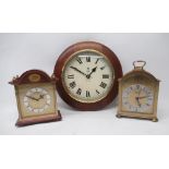 George VI G.P.O. mahogany wall clock, 7 1/2" cream painted Roman dial with George VI cypher, case