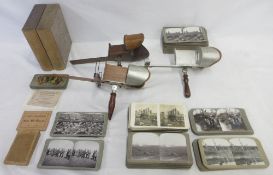 Two photocard viewers and one 'Perfecscope', two in aluminium with mahogany handles, with a large