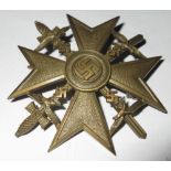 German Spanish Cross with swords in bronze with pin. Award given to German military personnel who