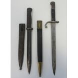 Two bayonets including one German K98 bayonet with wooden grips and 25cm fullered blade stamped "S/