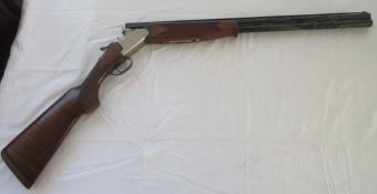 SHOTGUN CERTIFICATE REQUIRED Lanber 12 bore over under shotgun, 28", ejector, single trigger, length